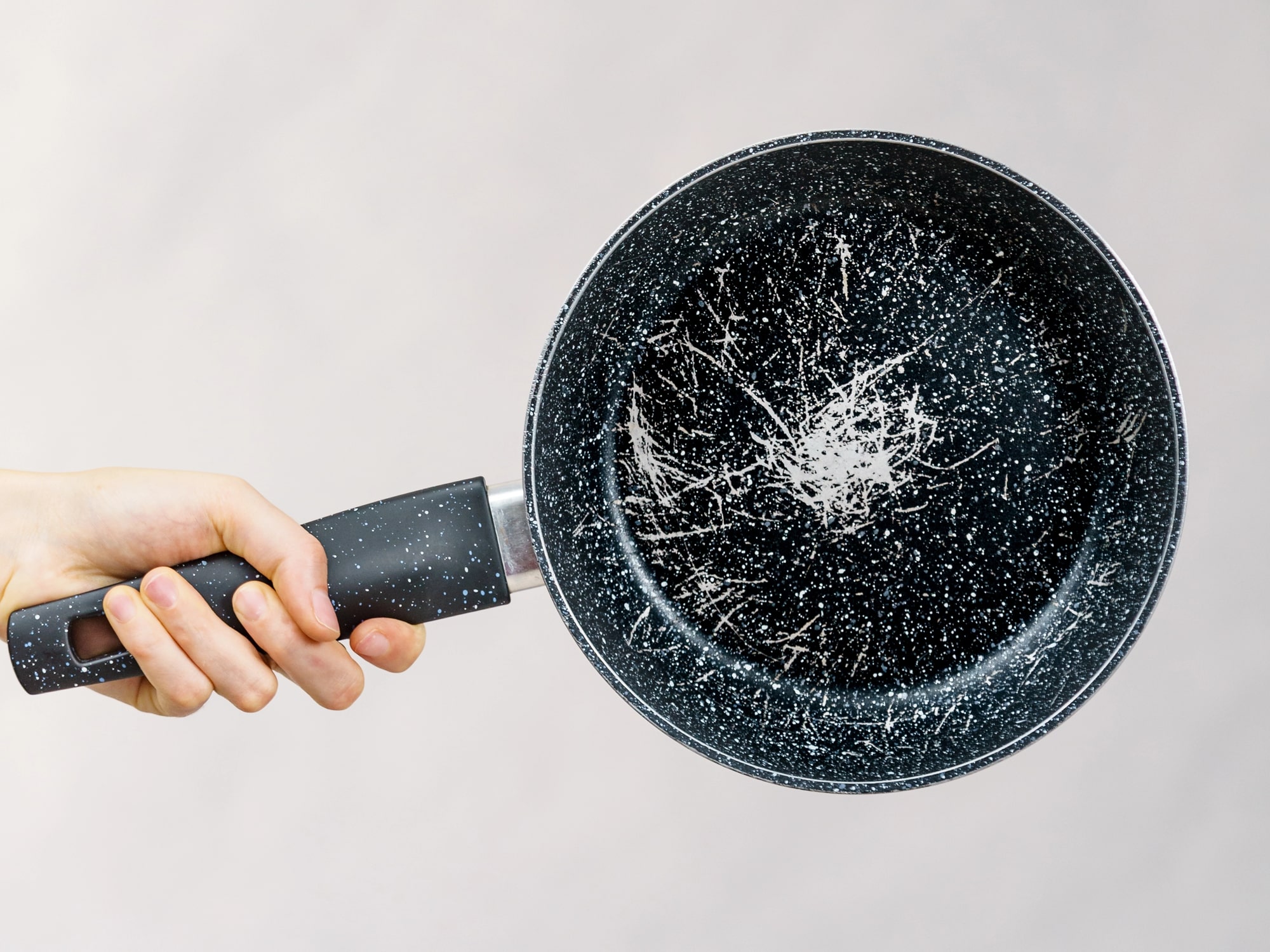 Scratched non-stick pan